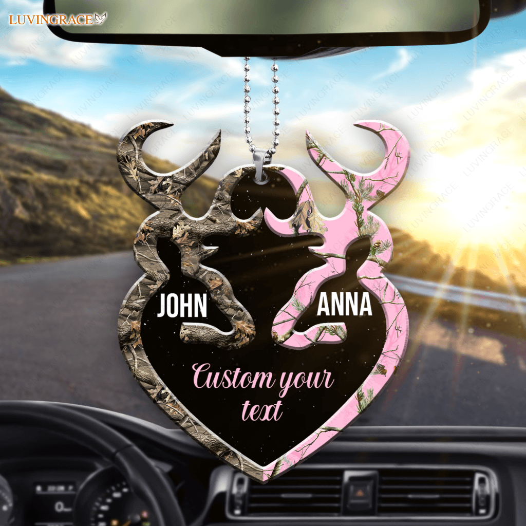 Buck And Doe Heart Personalized Name Messages Ornament