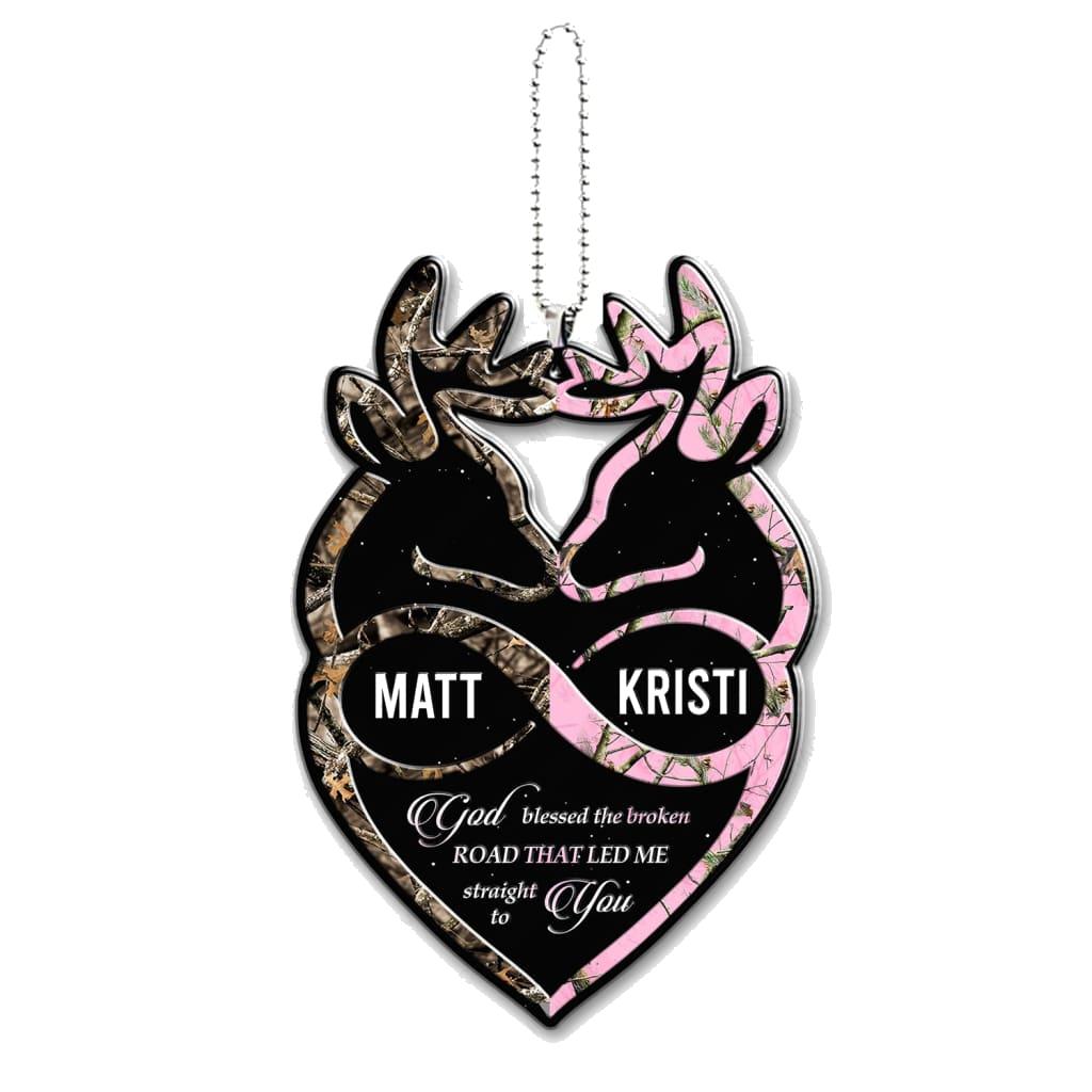 Buck And Doe Infinity Heart God Blessed Personalized Ornament
