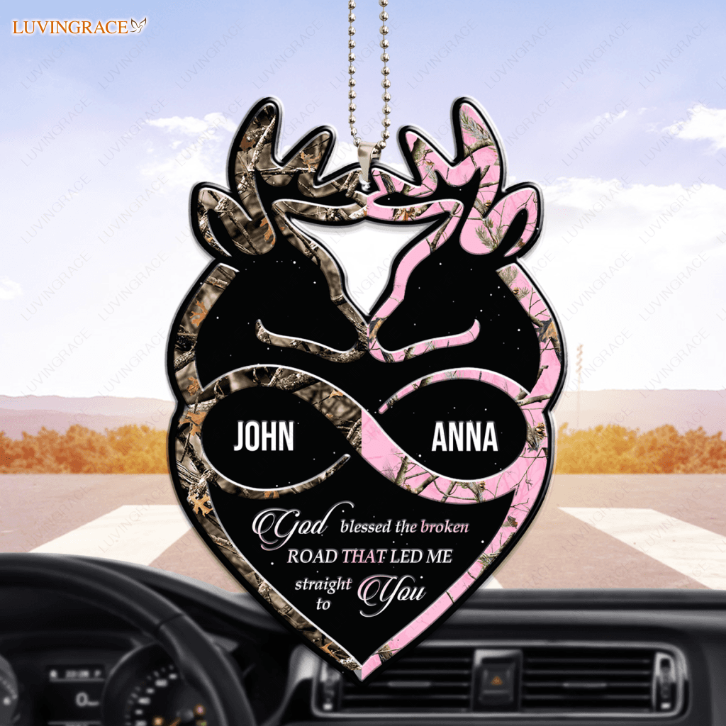 Buck And Doe Infinity Heart God Blessed Personalized Ornament