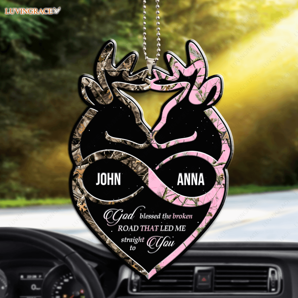 Buck And Doe Infinity Heart God Blessed Personalized Ornament