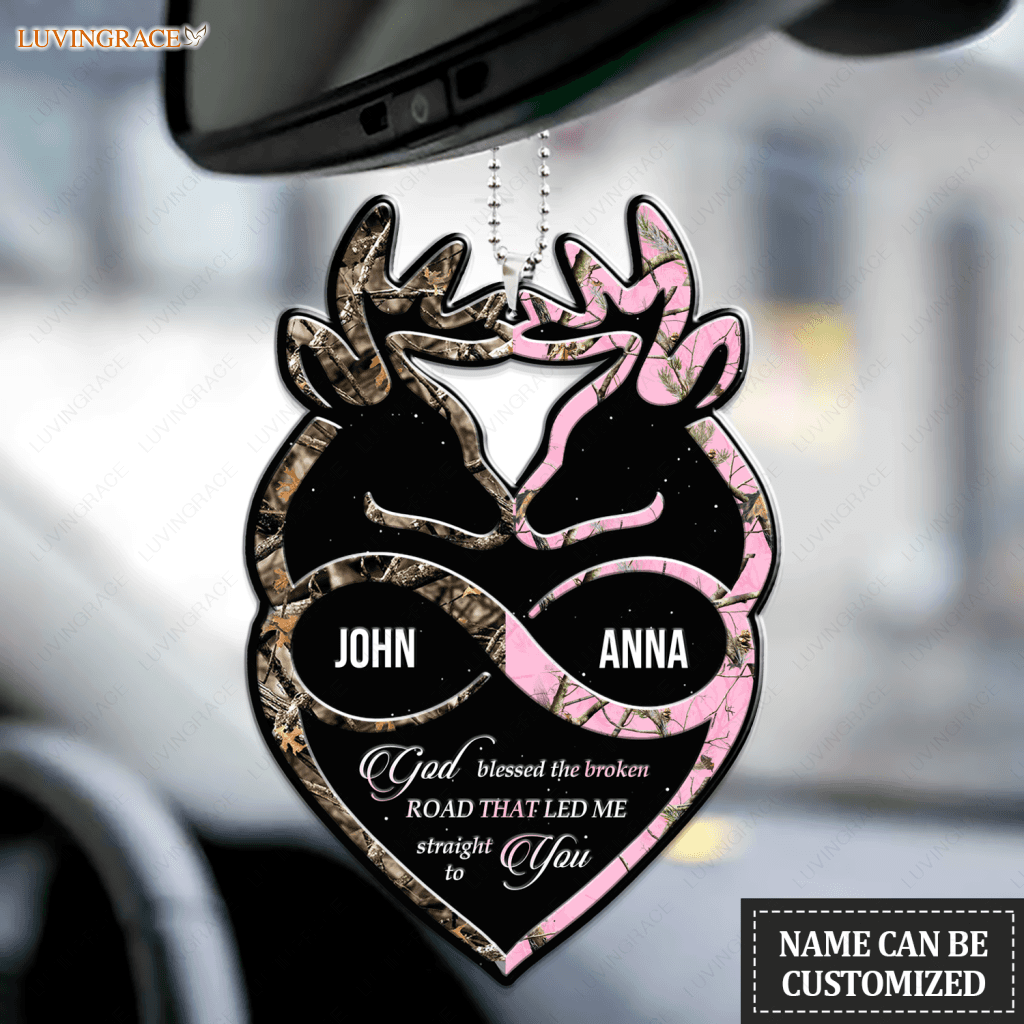 Buck And Doe Infinity Heart God Blessed Personalized Ornament