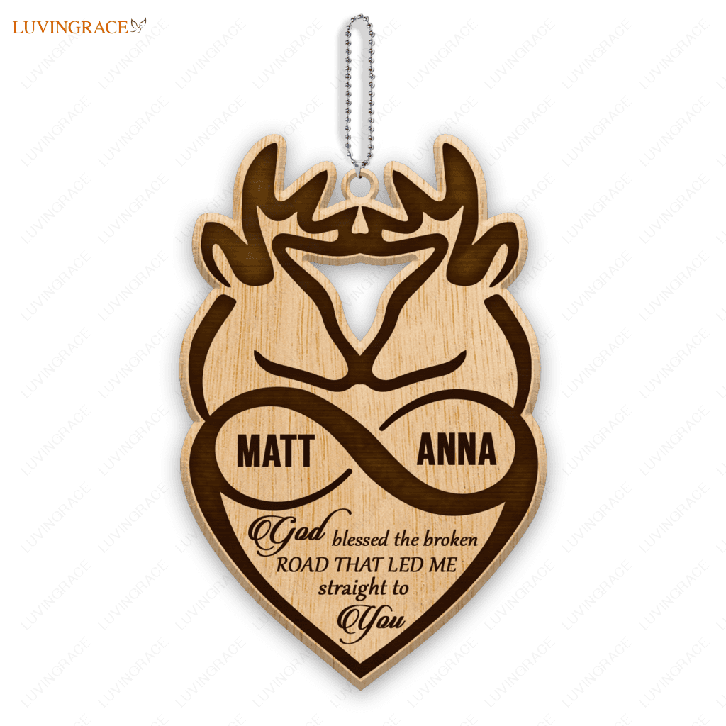 Buck And Doe Infinity Love God Blessed Personalized Wood Engraved Ornament Wooden