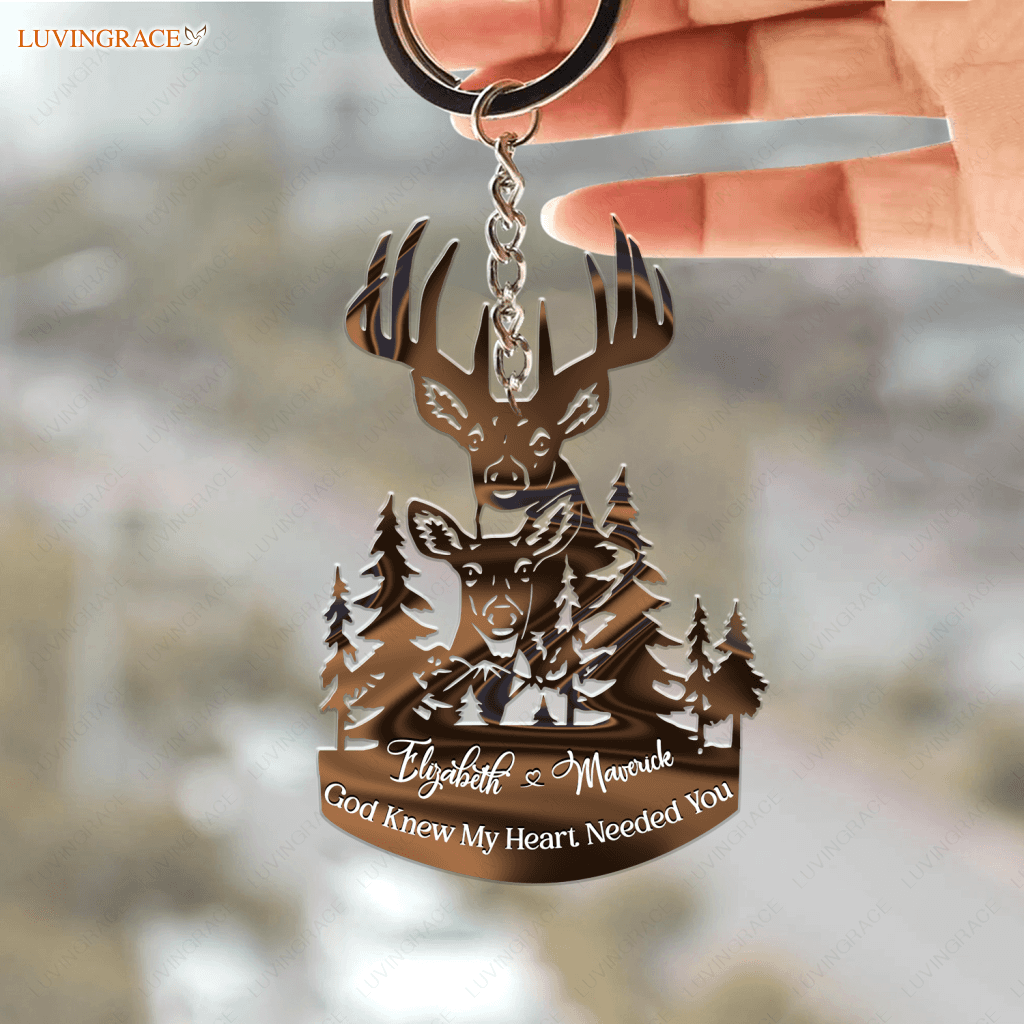 Buck And Doe Love Personalized Keychain