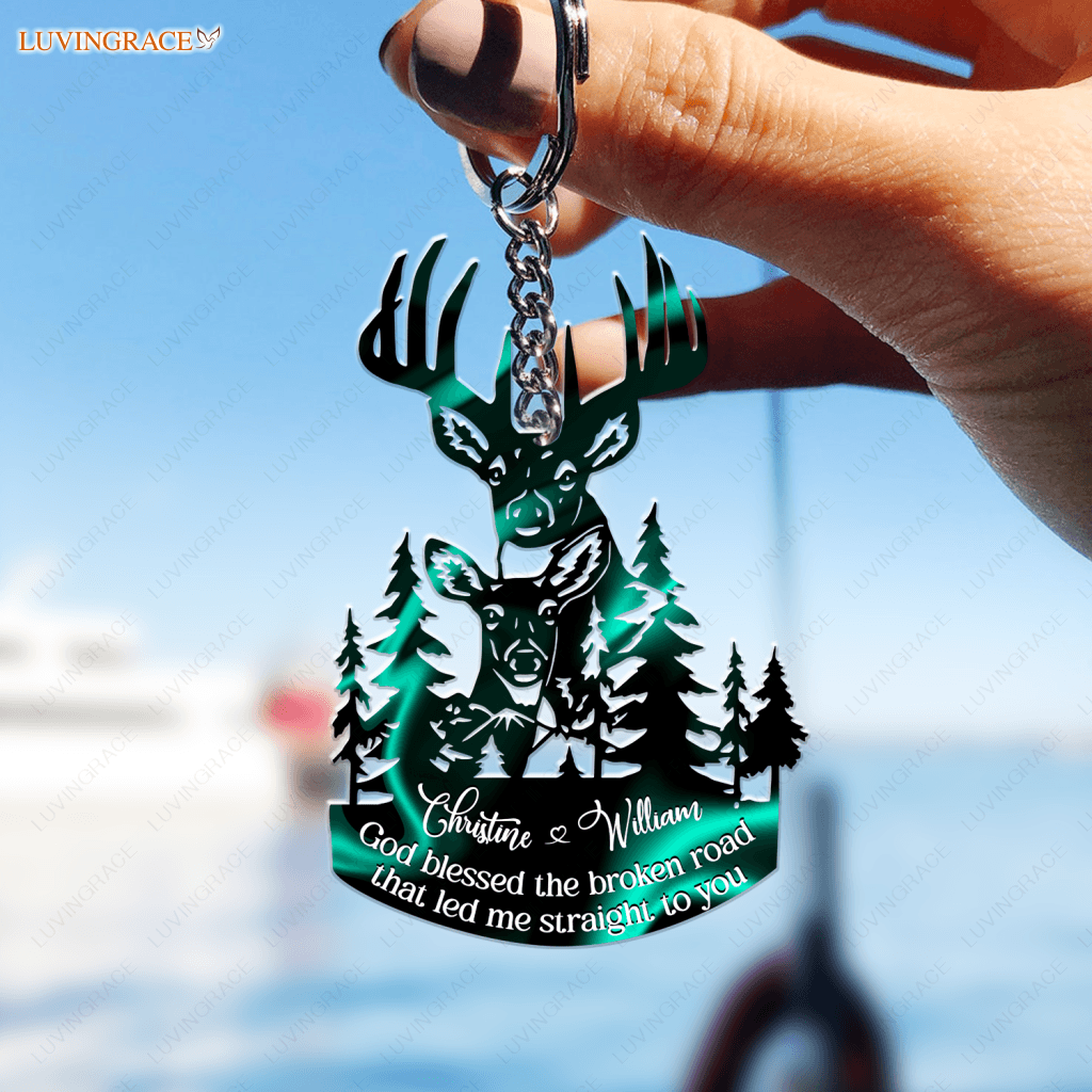 Buck And Doe Love Personalized Keychain