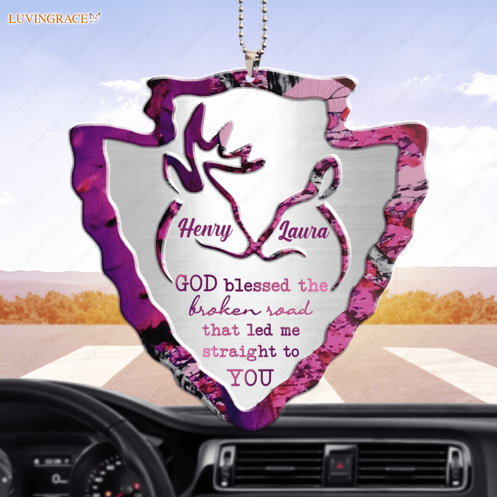 Buck Doe Heart Arrowhead God Blessed Personalized Ornament