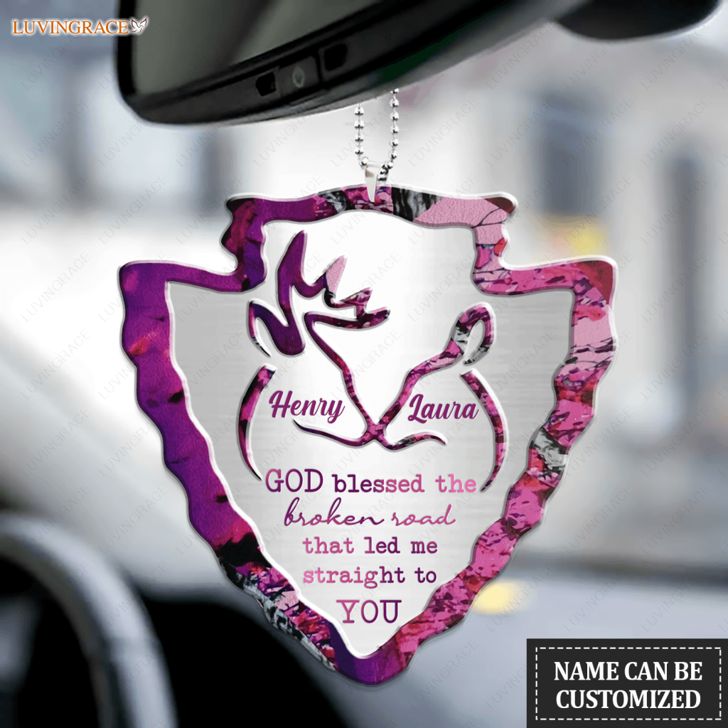 Buck Doe Heart Arrowhead God Blessed Personalized Ornament