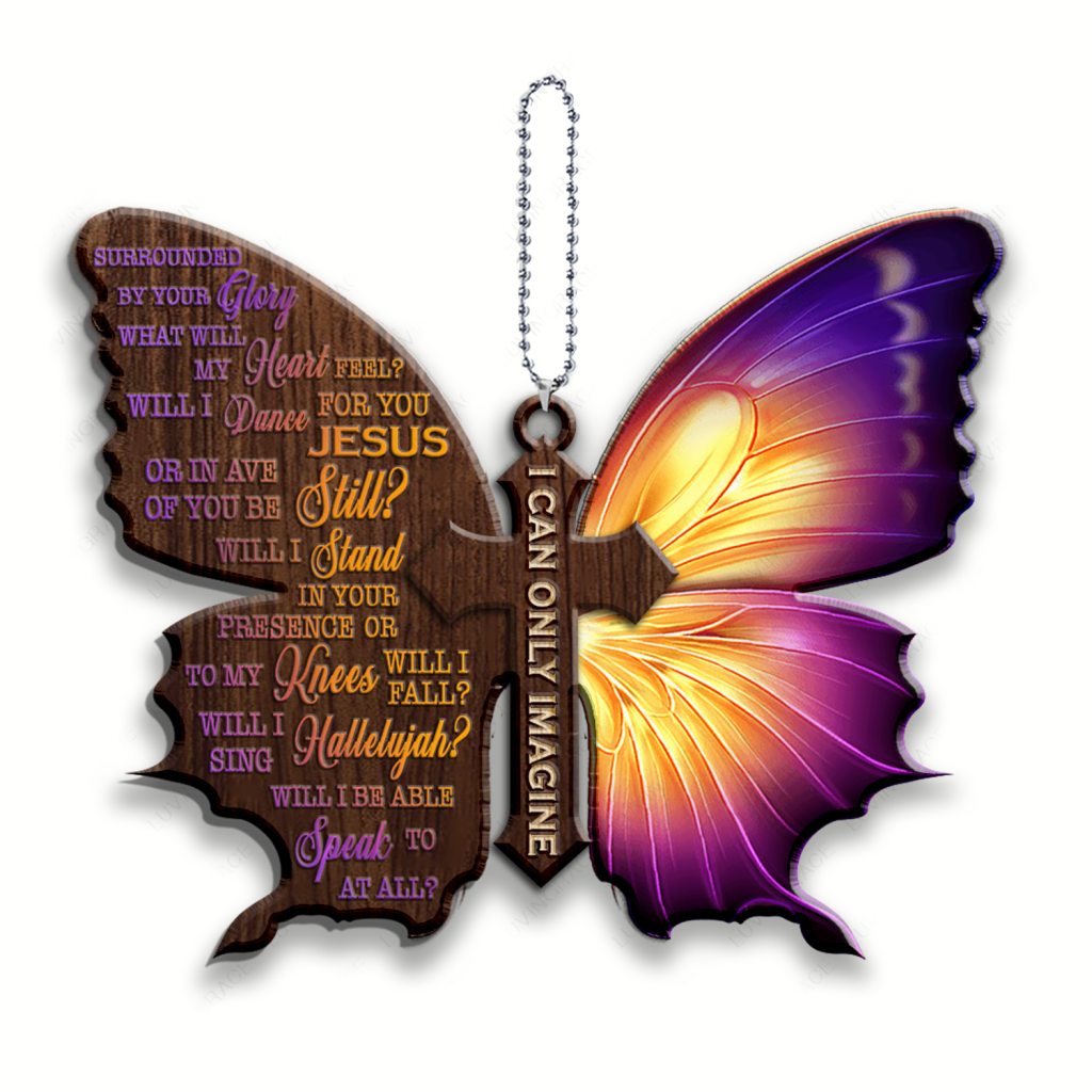 Butterfly Faith Cross Jesus Lover I Can Only Imagine Wood Engraved Ornaments