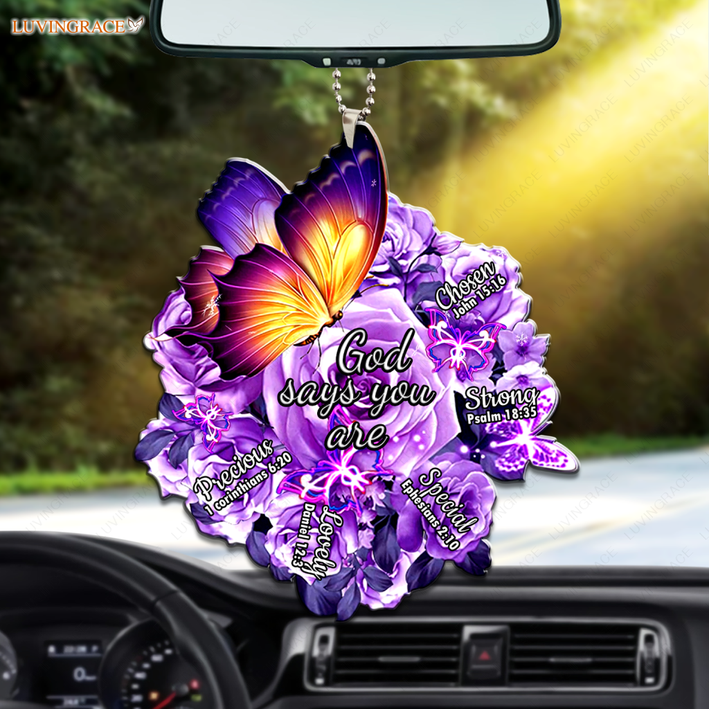Butterfly Purple Rose God Says You Are Ornament