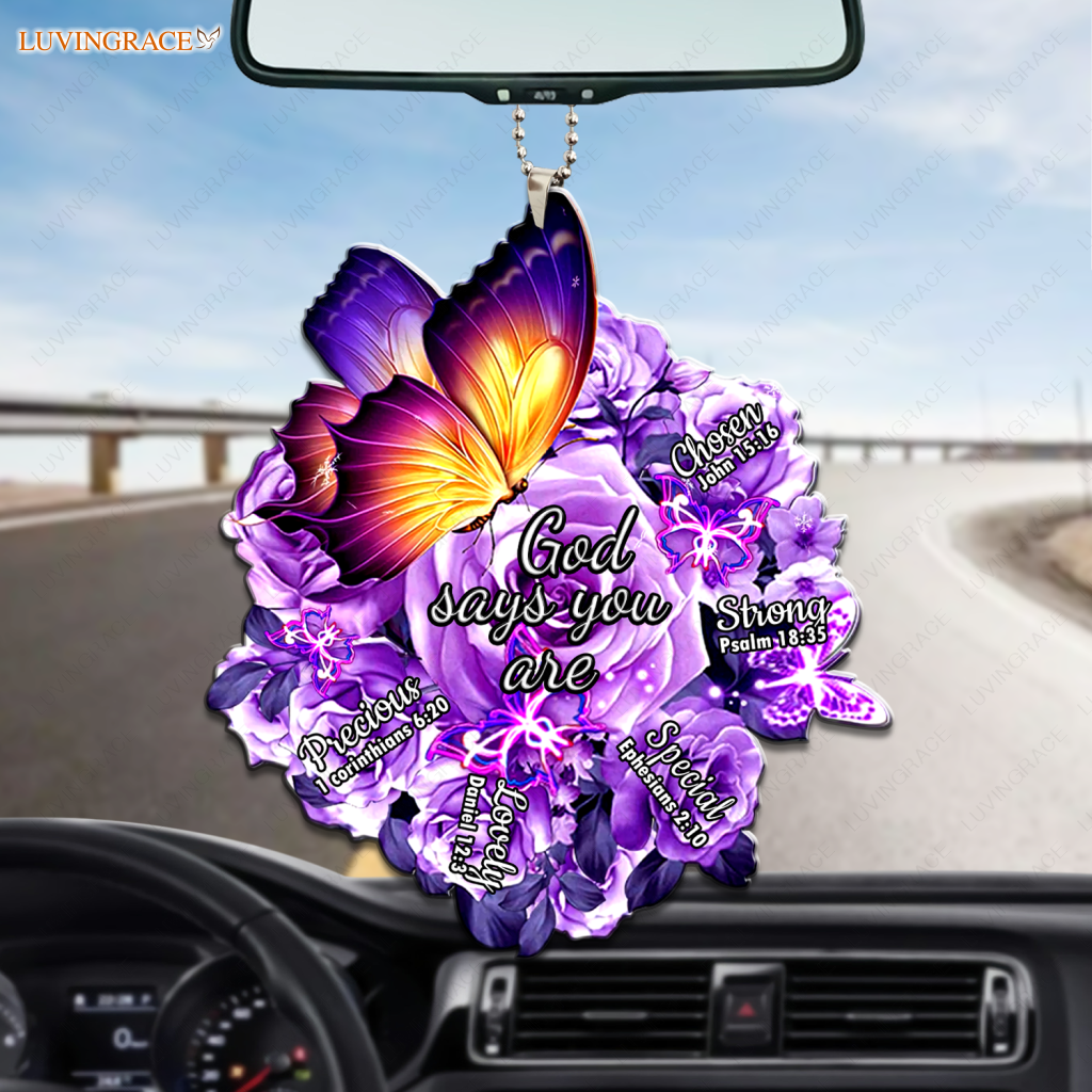 Butterfly Purple Rose God Says You Are Ornament