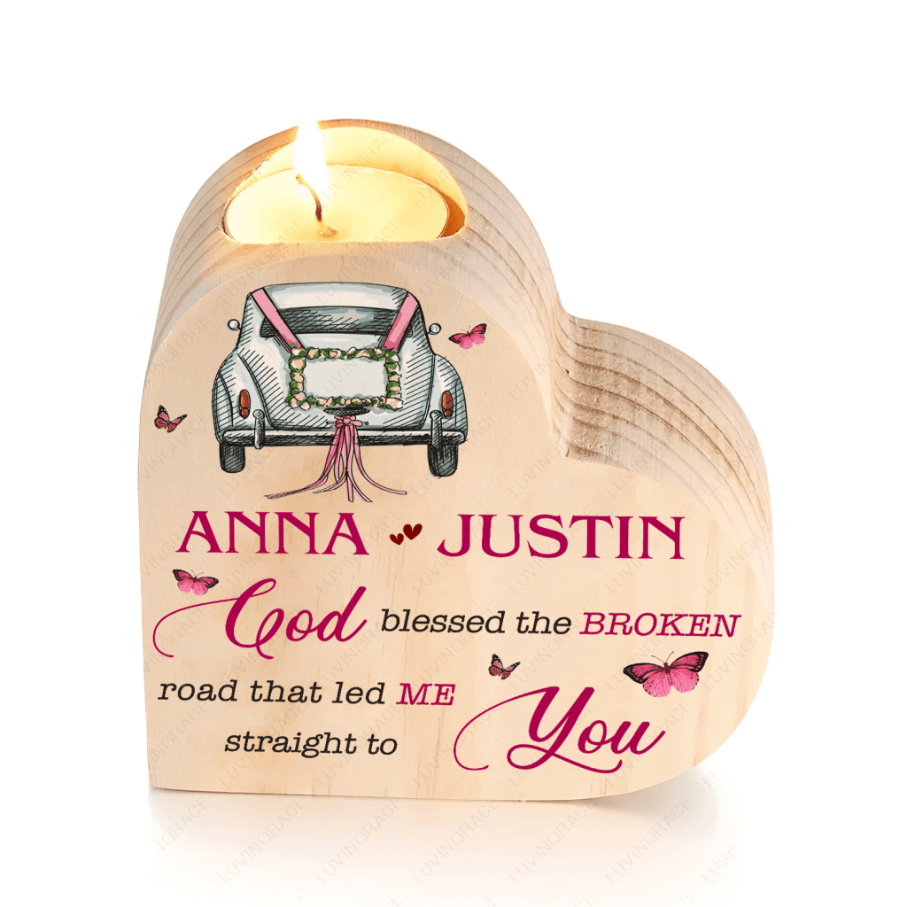 Butterfly Wedding Car God Blessed Personalized Candle Holder