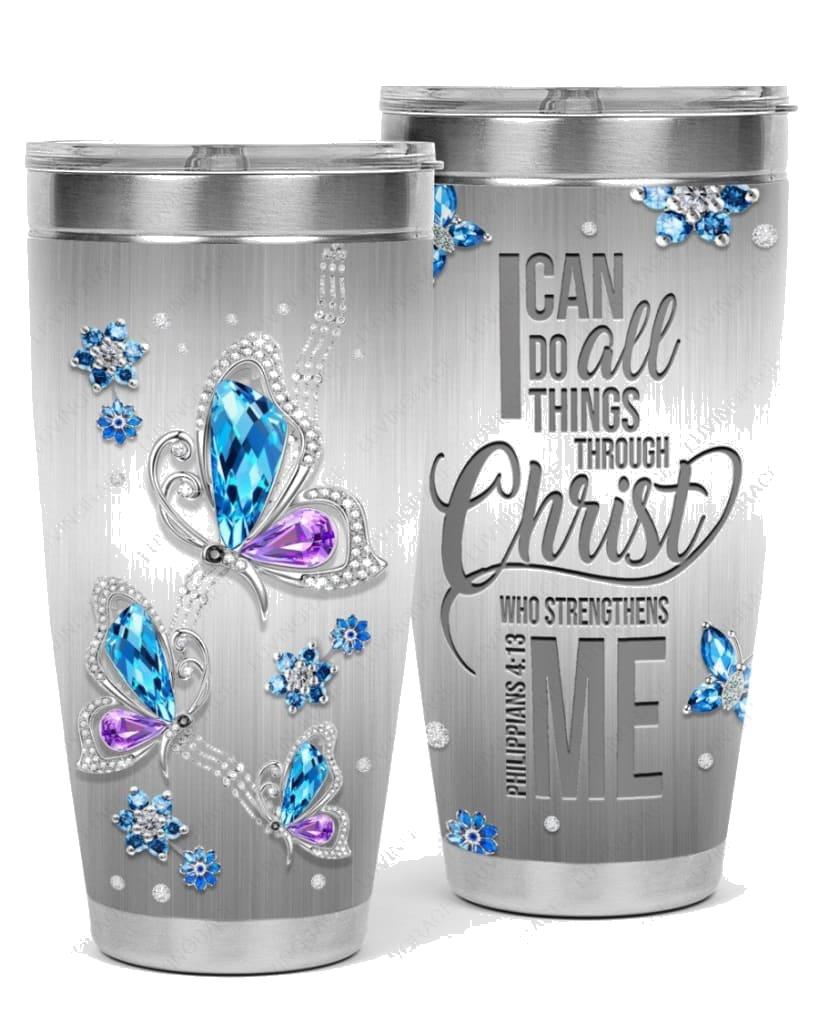Butterfly With Lord Strengthens Me Tumbler