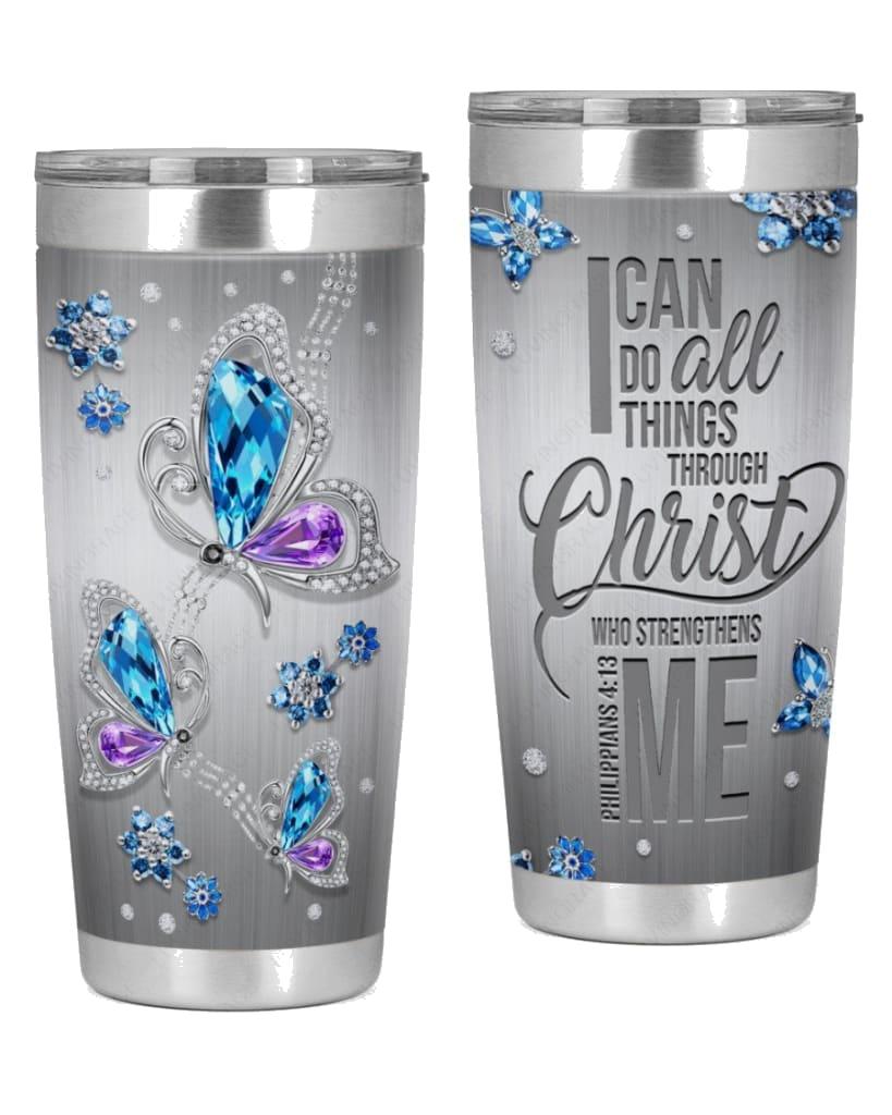 Butterfly With Lord Strengthens Me Tumbler