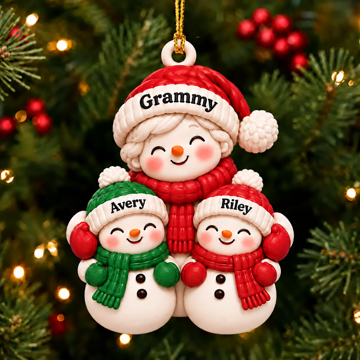 Personalized Names Snowman Family 3D Ornament – Christmas Gift