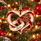 Personalized Names Cross Heart Ornament – Christian Couple Gift