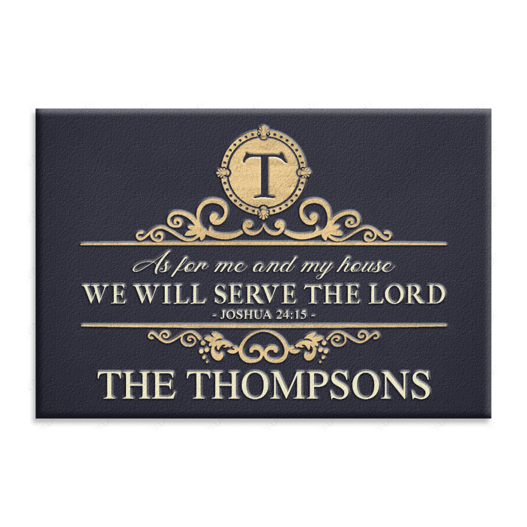 Calligraphic Pattern Elegant Decor Elements Serve The Lord Personalized Doormat