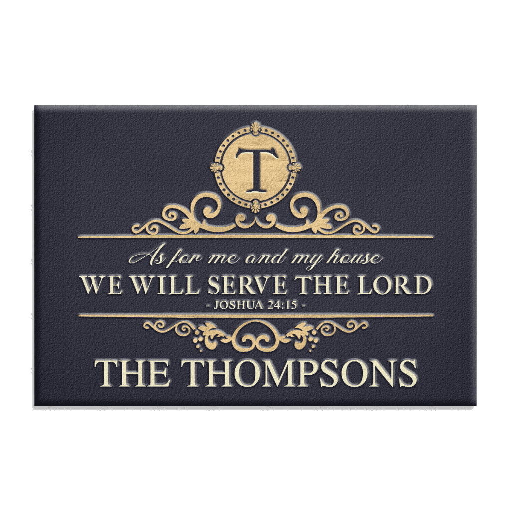 Calligraphic Pattern Elegant Decor Elements Serve The Lord Personalized Doormat