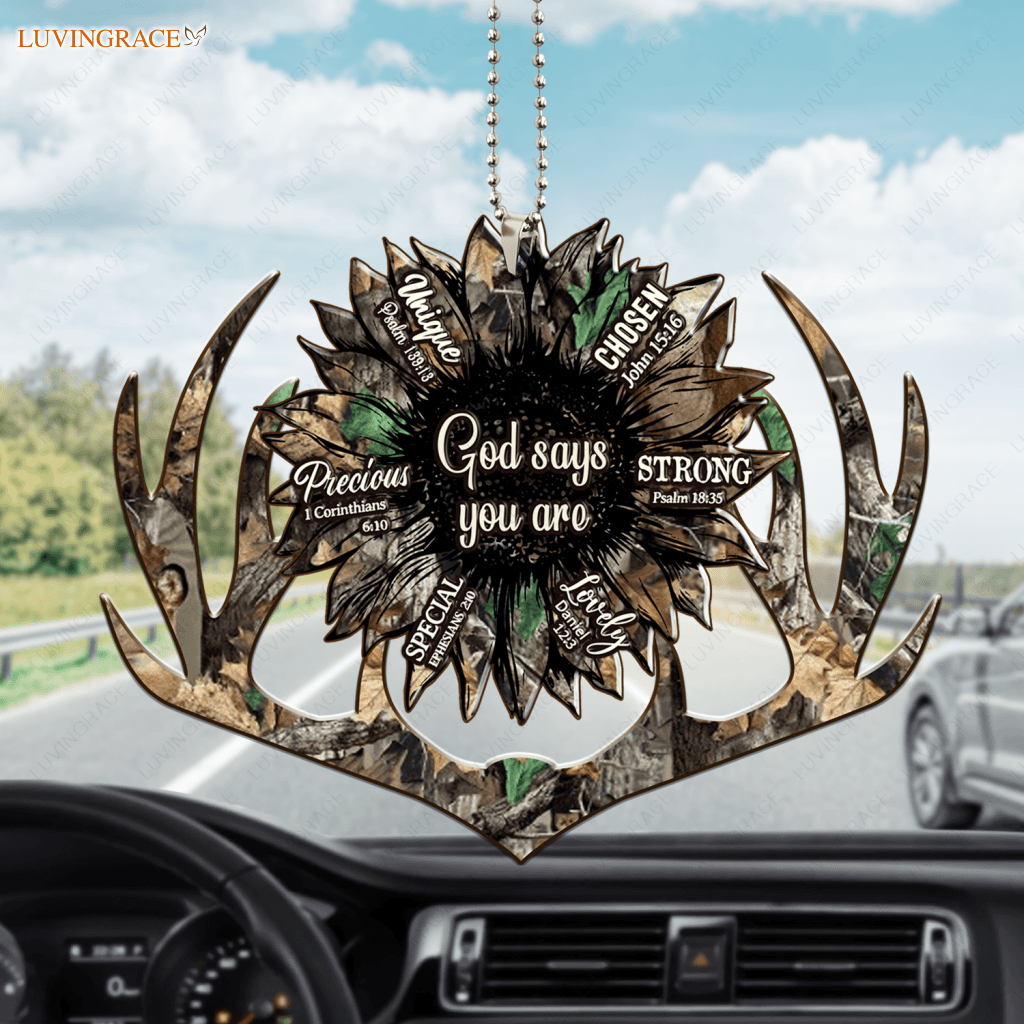 Camo Antler And Sunflower God Says You Are Ornament
