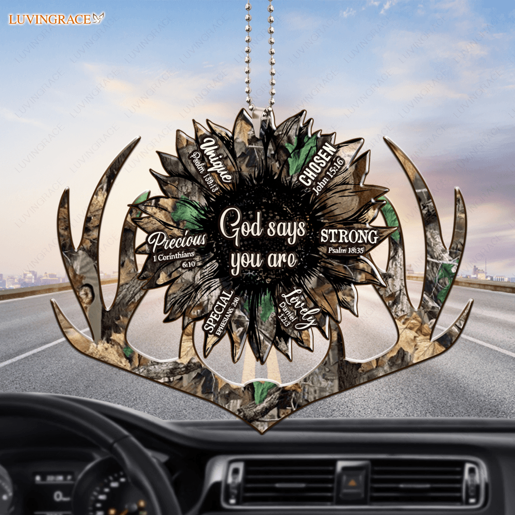 Camo Antler And Sunflower God Says You Are Ornament