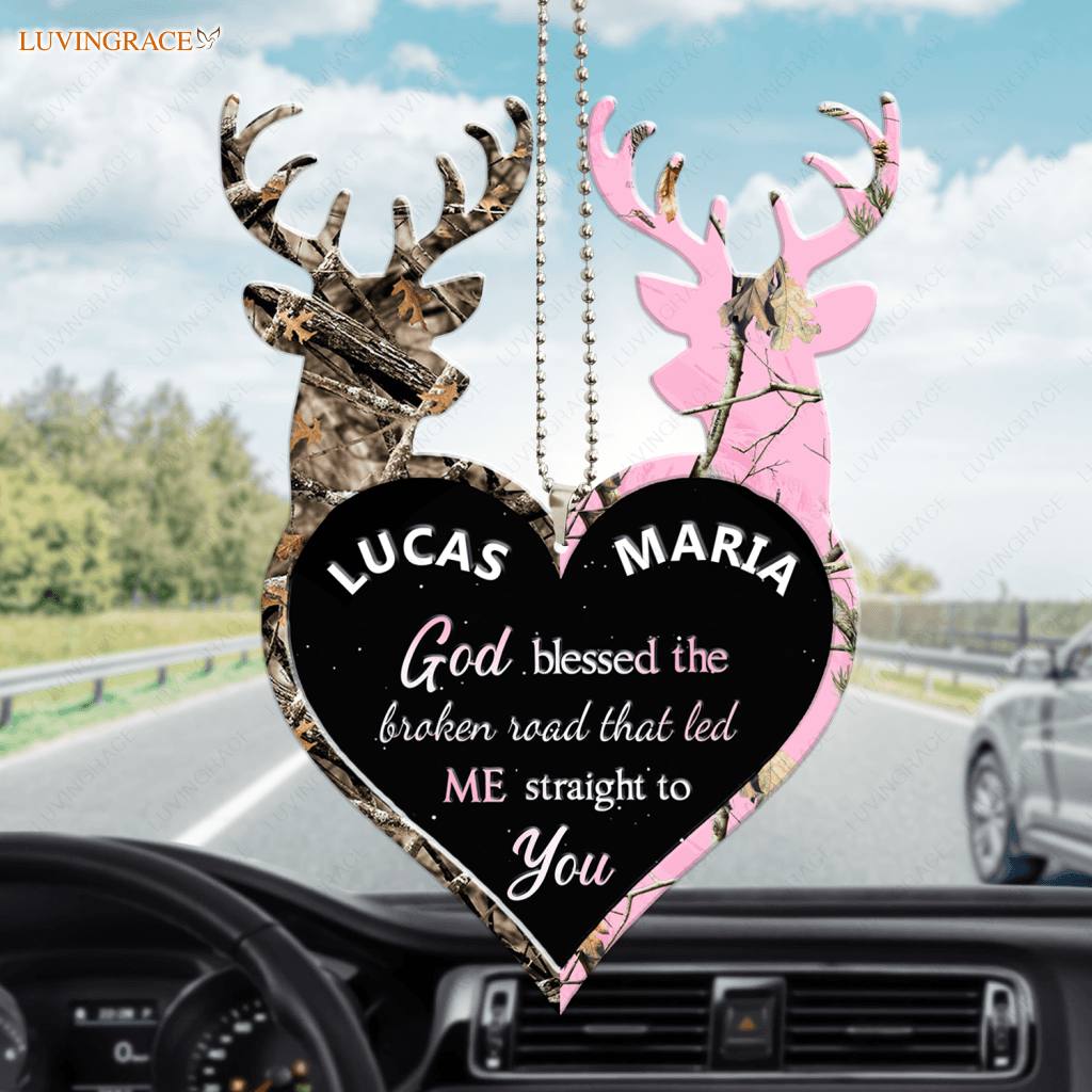 Camo Couple Deer Heart God Blessed Personalized Ornament