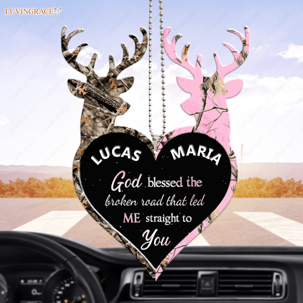 Camo Couple Deer Heart God Blessed Personalized Ornament