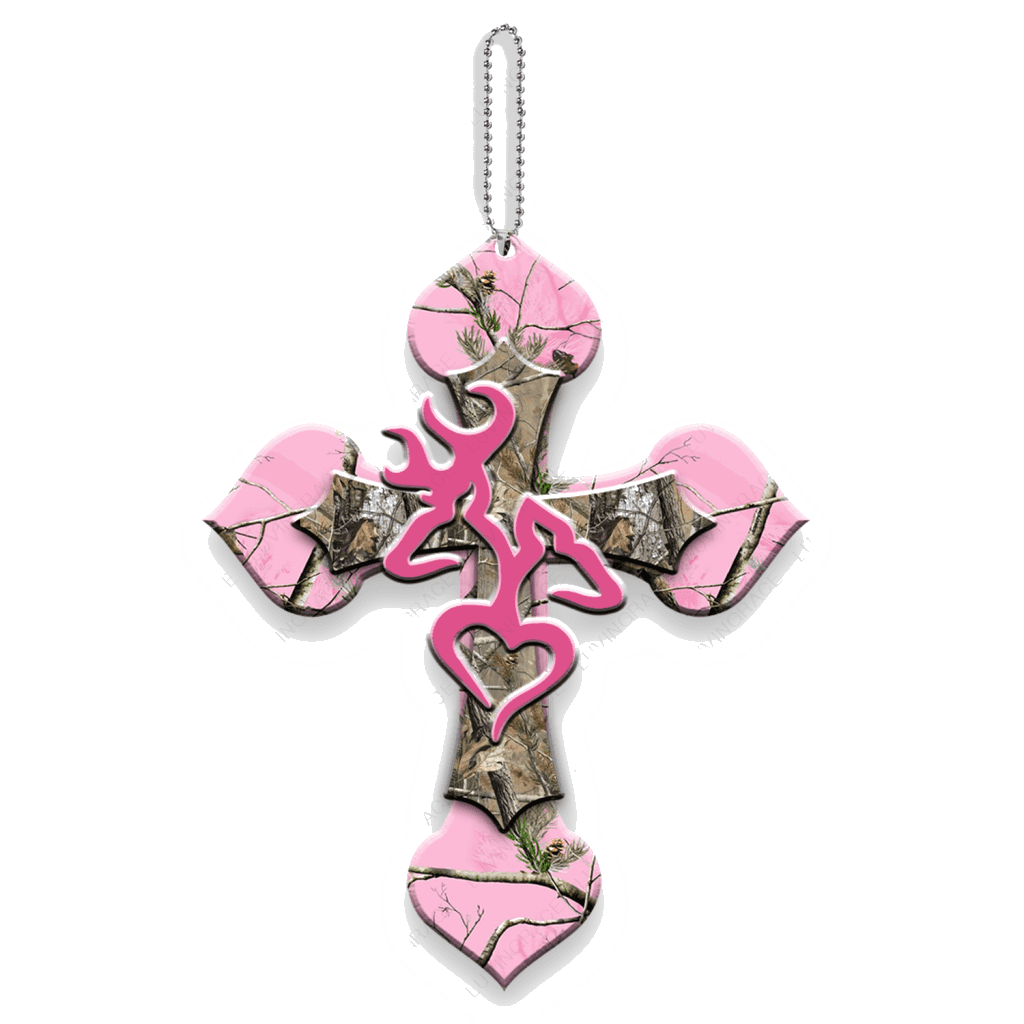 Camo Cross Heart Buck And Doe Ornament