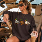 Preppy Checkered Leopard Polka Dot Duck Graphic Sweatshirt