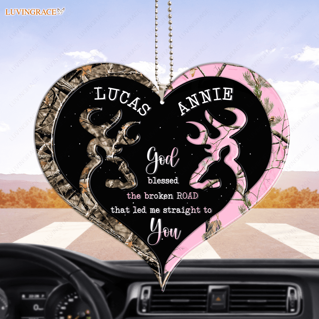 Camo Heart Buck And Doe Personalized Ornament