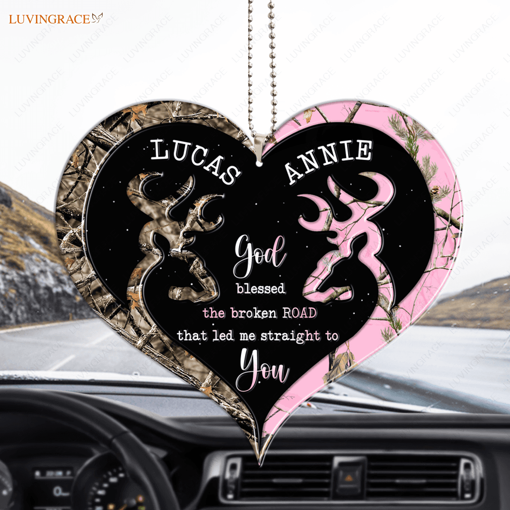 Camo Heart Buck And Doe Personalized Ornament