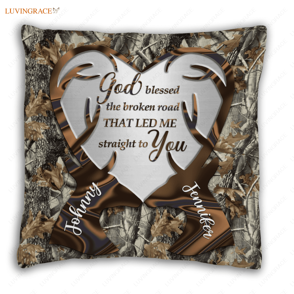 Camo Hologram Deer Couple God Blessed Personalized Pillow