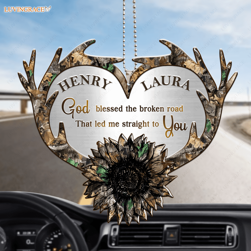 Camo Sunflower With Antler Personalized Ornament