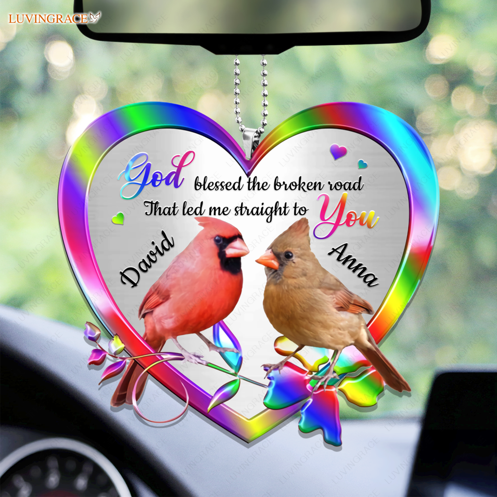 Cardinal Couple God Blessed Personalized Ornament