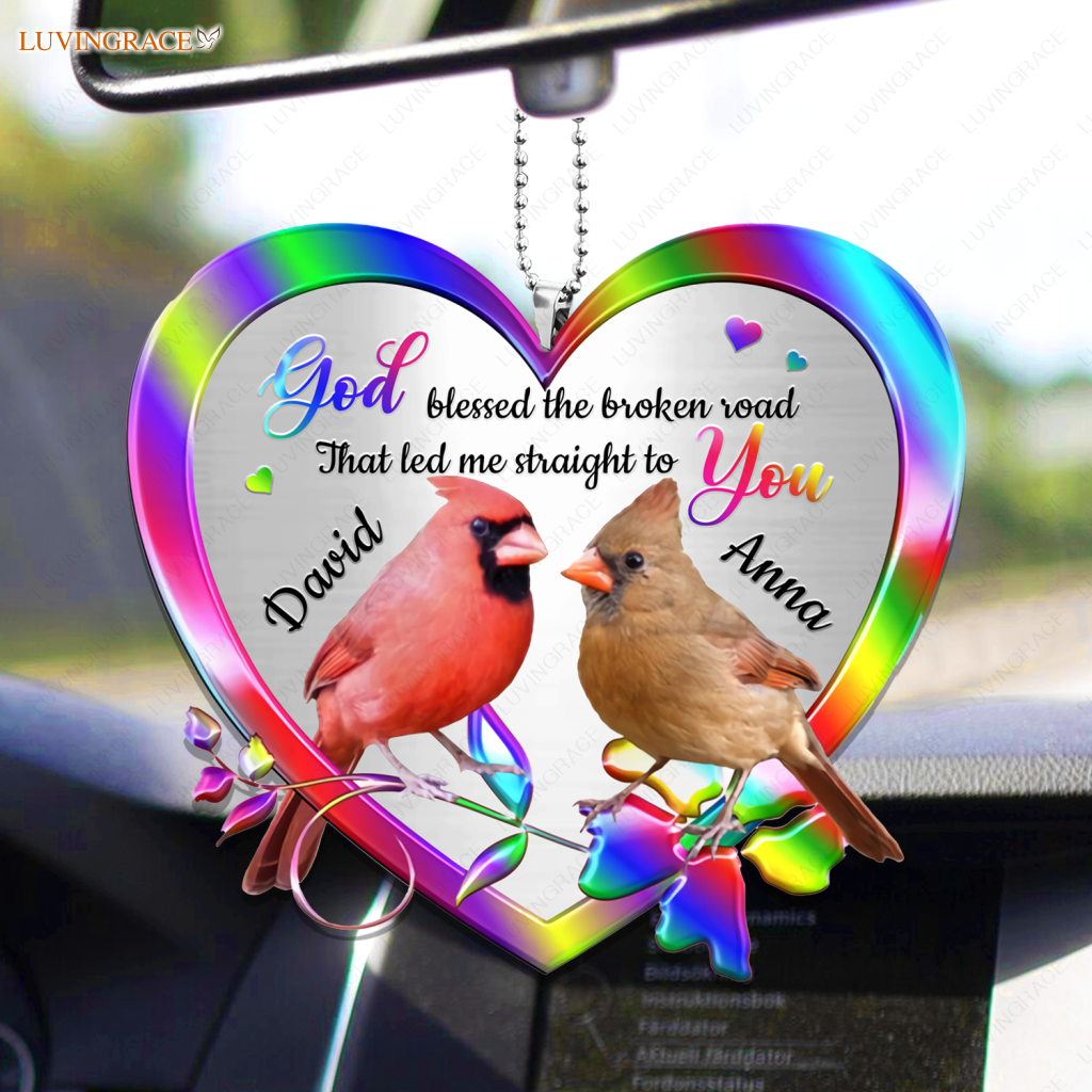 Cardinal Couple God Blessed Personalized Ornament
