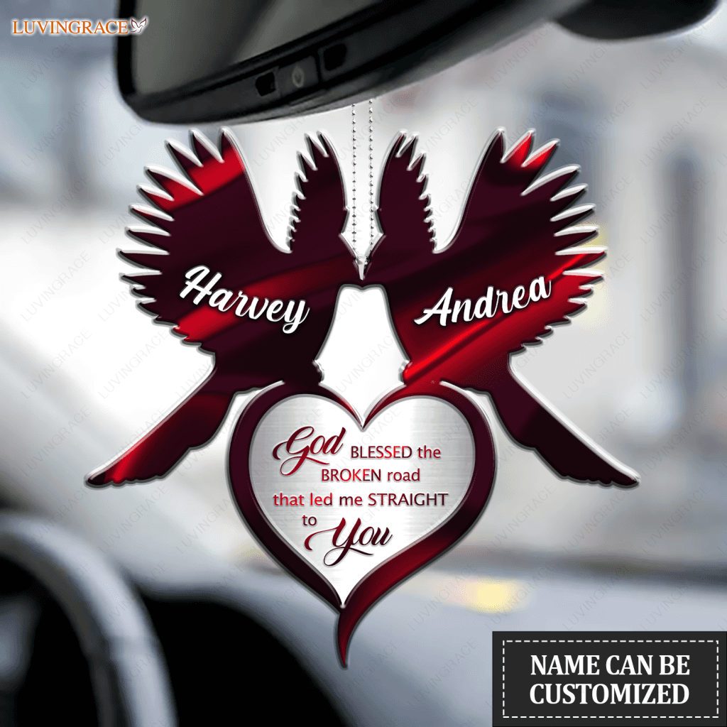 Cardinal Couple With Heart God Blessed Personalized Ornament