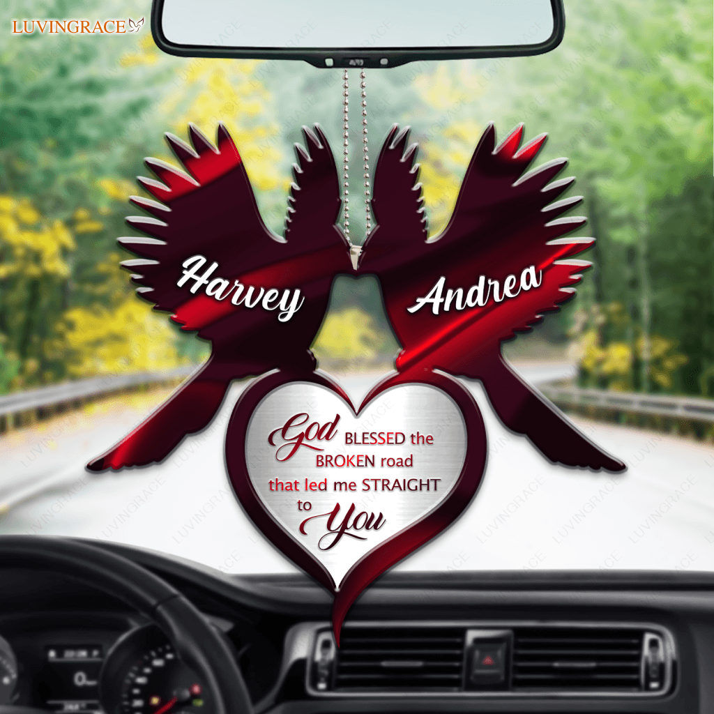 Cardinal Couple With Heart God Blessed Personalized Ornament