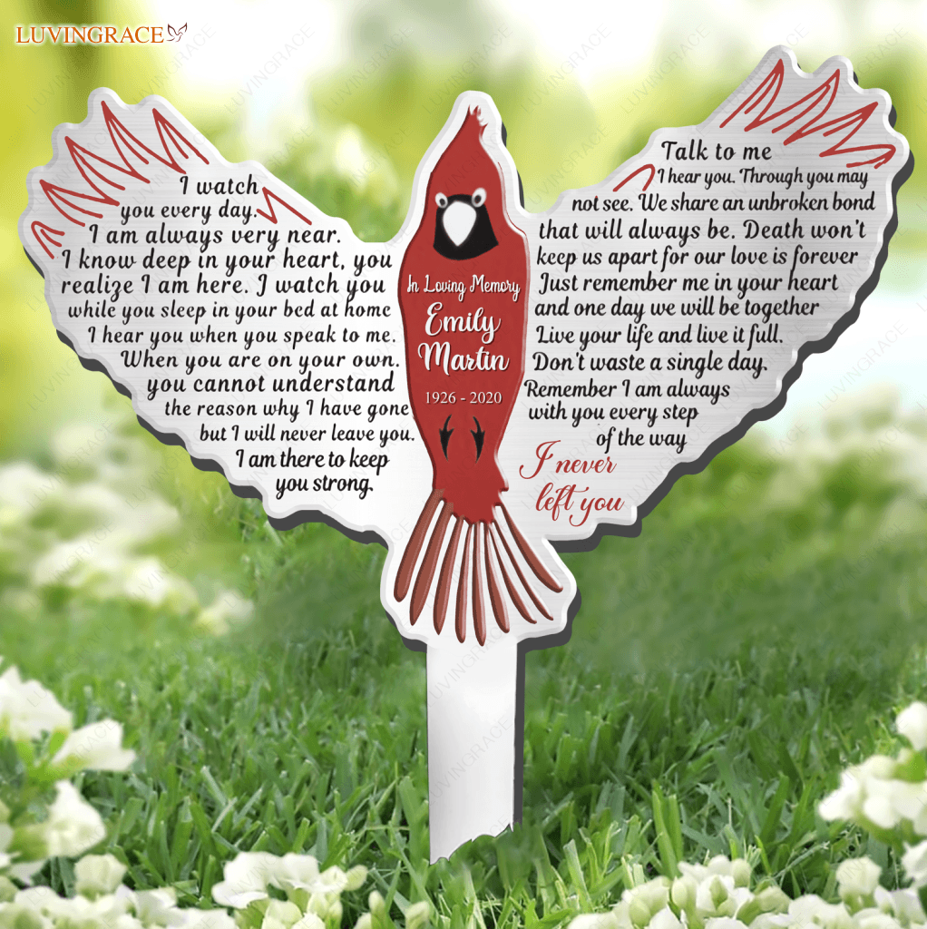 Cardinal I Never Left You Memorial Plaque Stake
