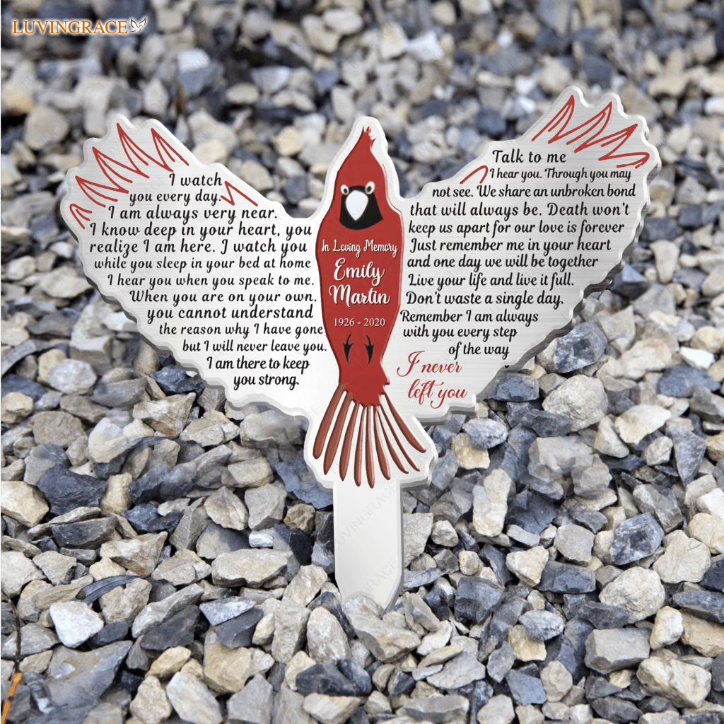 Cardinal I Never Left You Memorial Plaque Stake