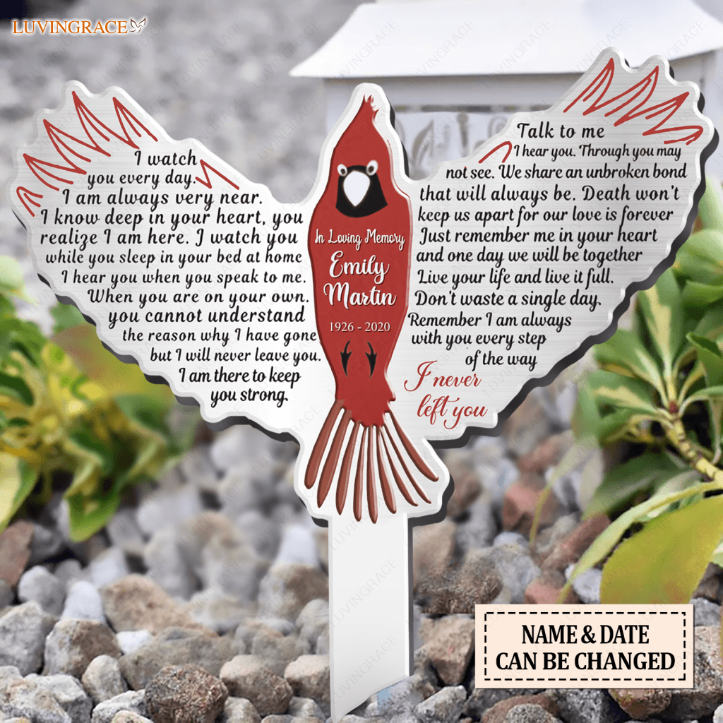 Cardinal I Never Left You Memorial Plaque Stake