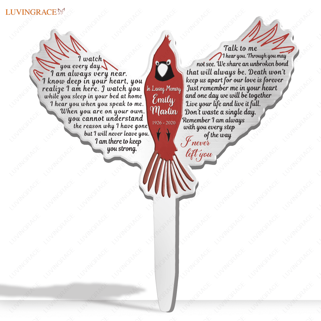 Cardinal I Never Left You Memorial Plaque Stake