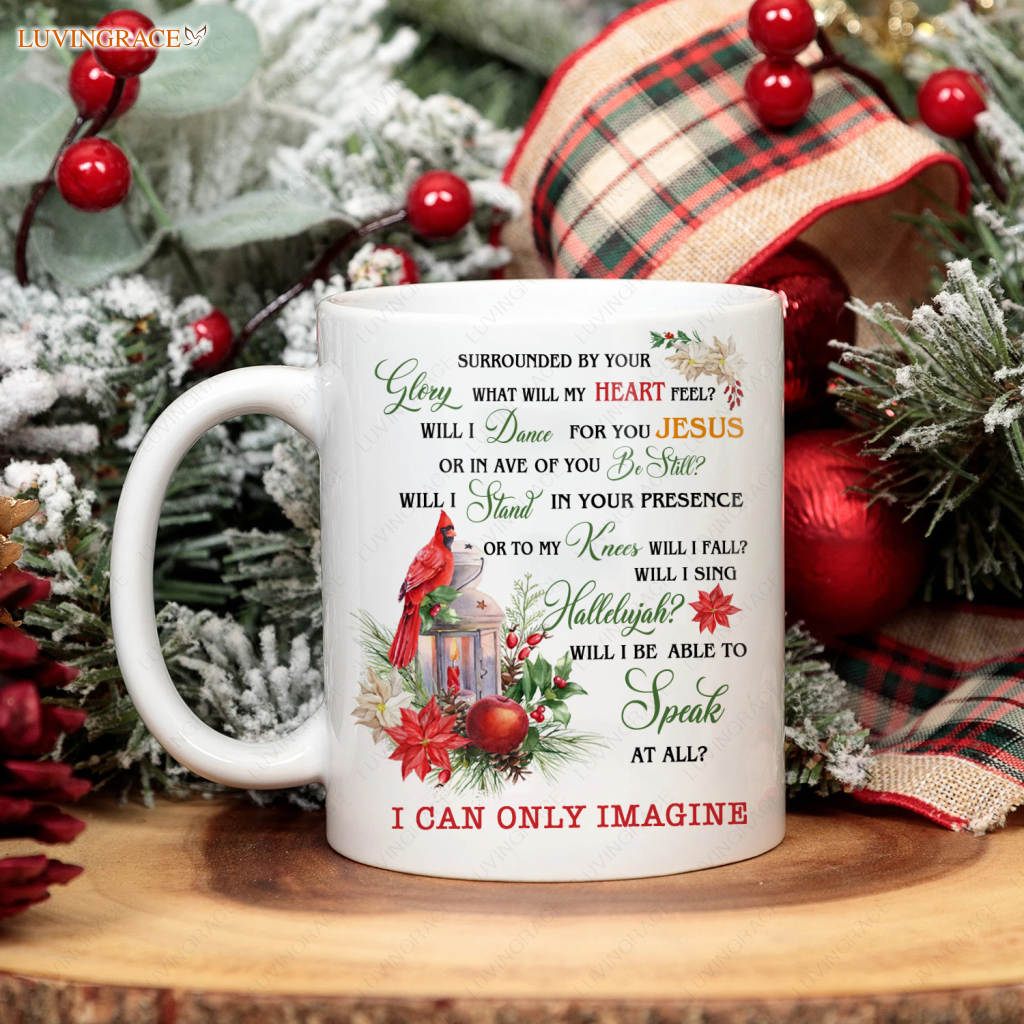 Cardinal Lantern Poinsettia Surrounded By Your Glory Mug Ceramic