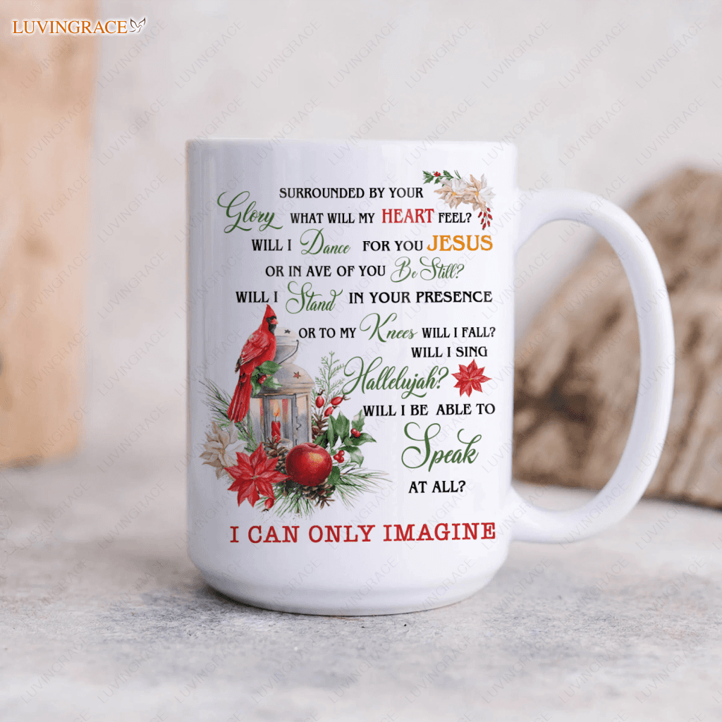 Cardinal Lantern Poinsettia Surrounded By Your Glory Mug Ceramic