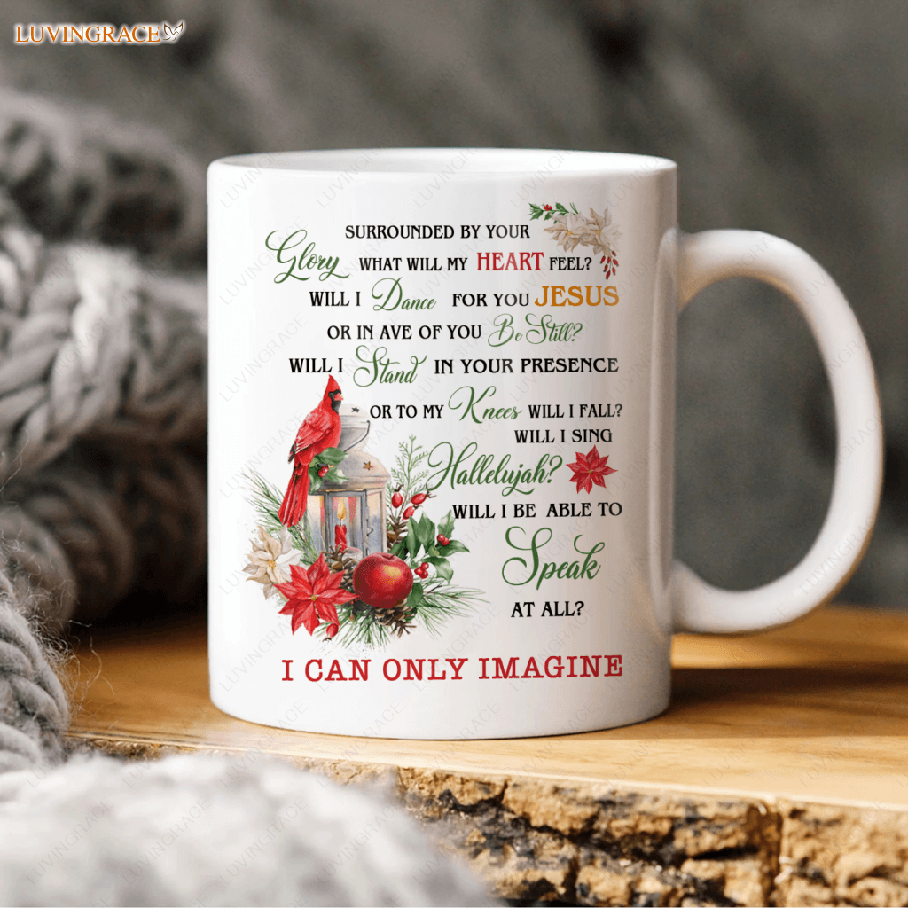 Cardinal Lantern Poinsettia Surrounded By Your Glory Mug Ceramic