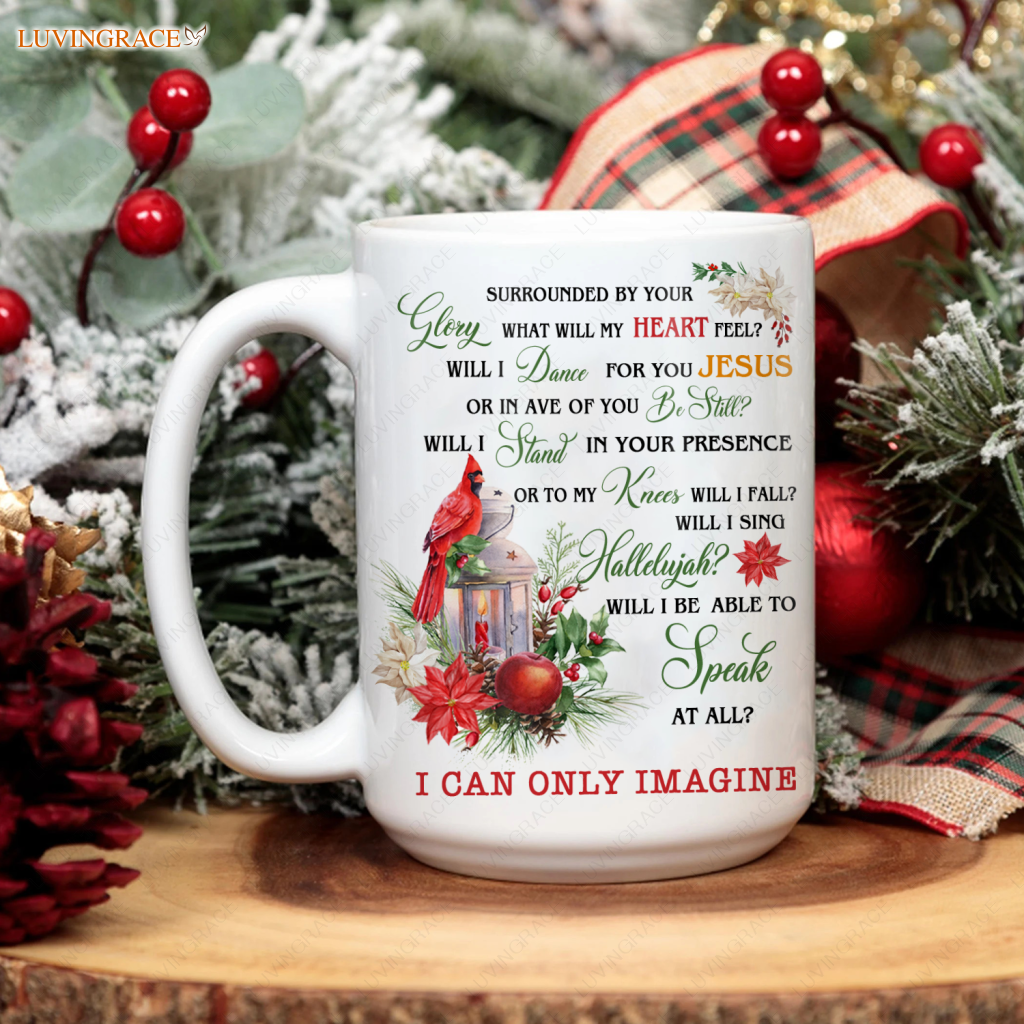 Cardinal Lantern Poinsettia Surrounded By Your Glory Mug Ceramic