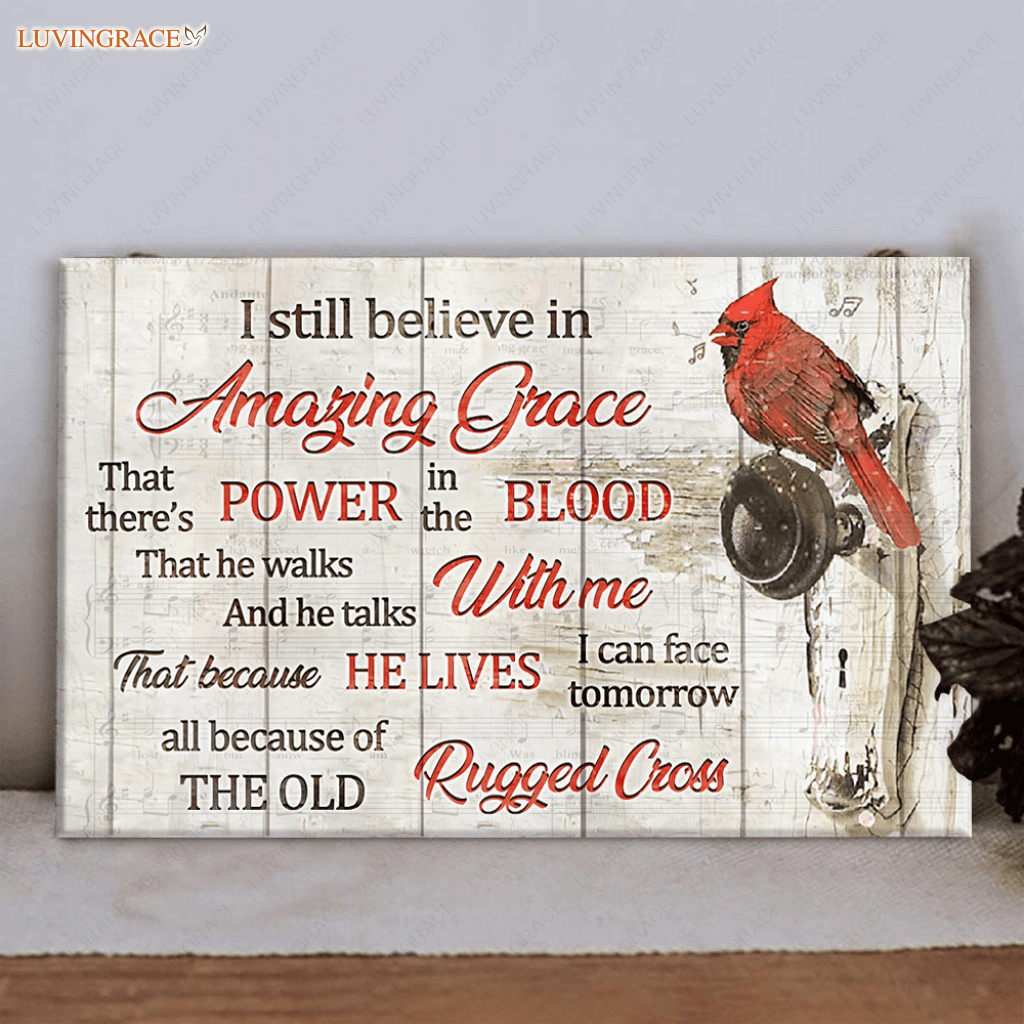 Cardinal On Doorknob Wood Rectangle Sign