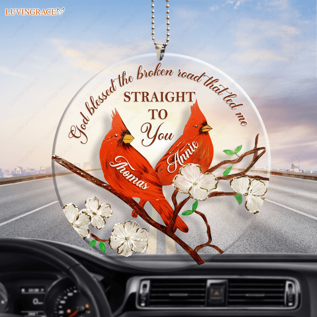 Cardinals On A Branch God Blessed Personalized Ornament