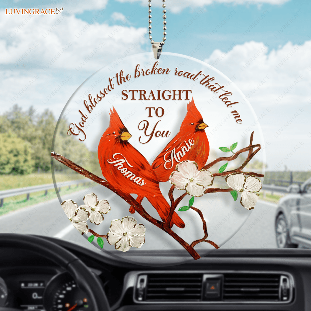 Cardinals On A Branch God Blessed Personalized Ornament