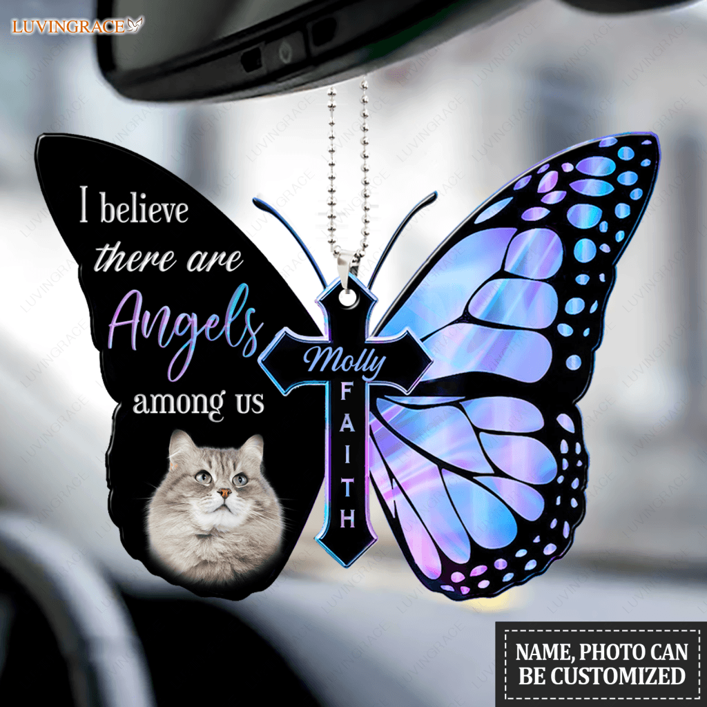 Cat Angels Among Us Memorial Personalized Ornament