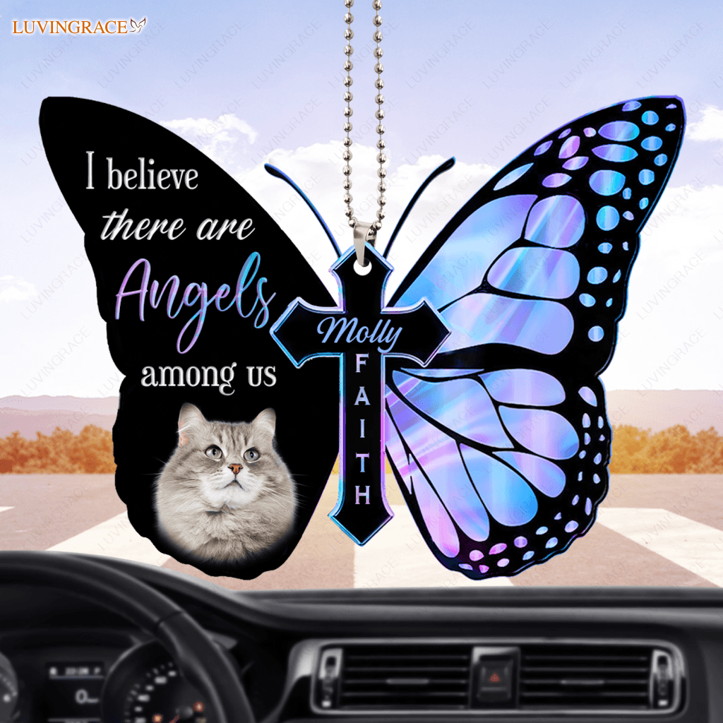 Cat Angels Among Us Memorial Personalized Ornament