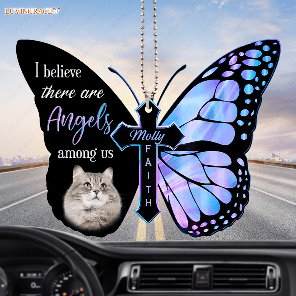 Cat Angels Among Us Memorial Personalized Ornament