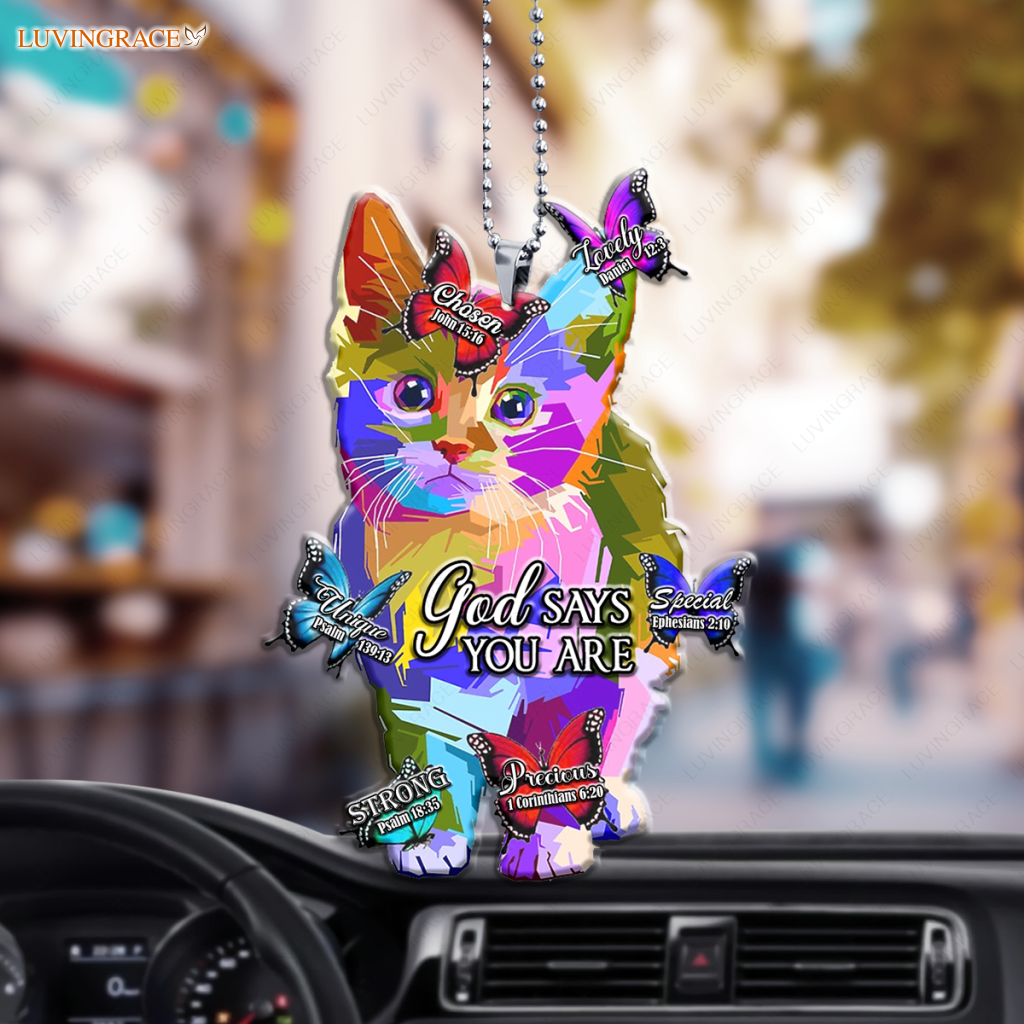 Cat Watercolor God Says You Are Ornament