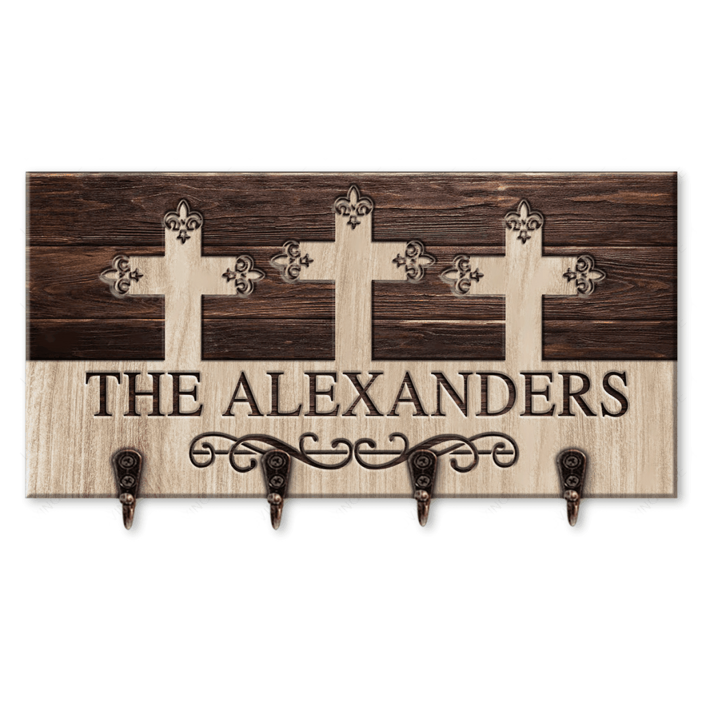 Catholic Gift Christian Cross Personalized Key Hanger